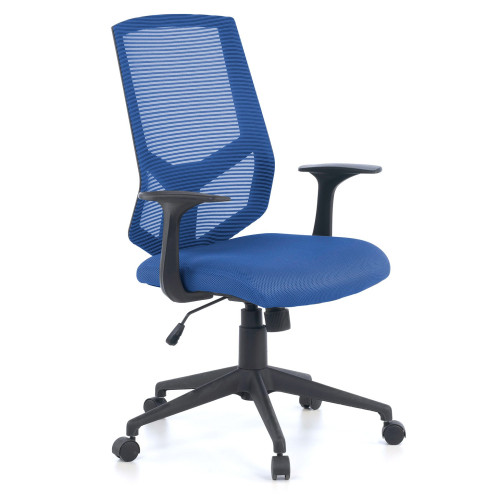 Silla de escritorio giratoria Air, con brazos, red - AZUL