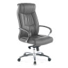 Sillón de oficina Bahia piel natural, brazos de aluminio - Gris