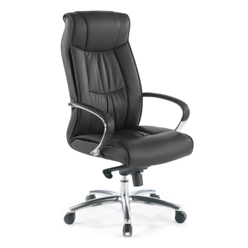 Sillón de oficina Bahia ecopiel, brazos de aluminio - NEGRO