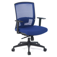 Silla de oficina Kendo, brazos ajustables, red - azul