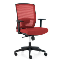 Silla de oficina Kendo, brazos ajustables, red - rojo