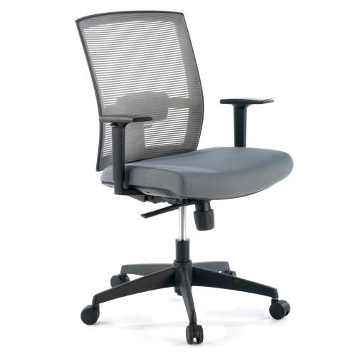 Silla de oficina Kendo, brazos ajustables, red - Gris