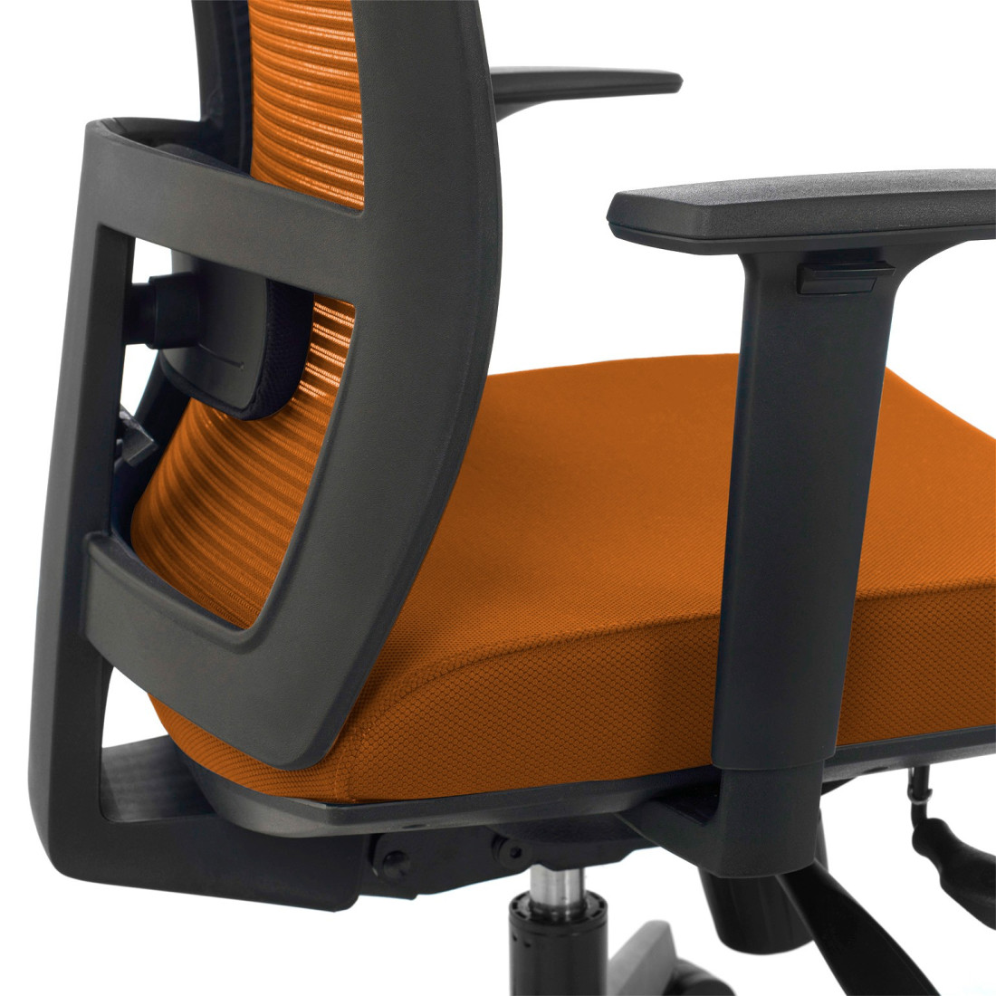 silla giratoria naranja kendo estructura negra malla 8
