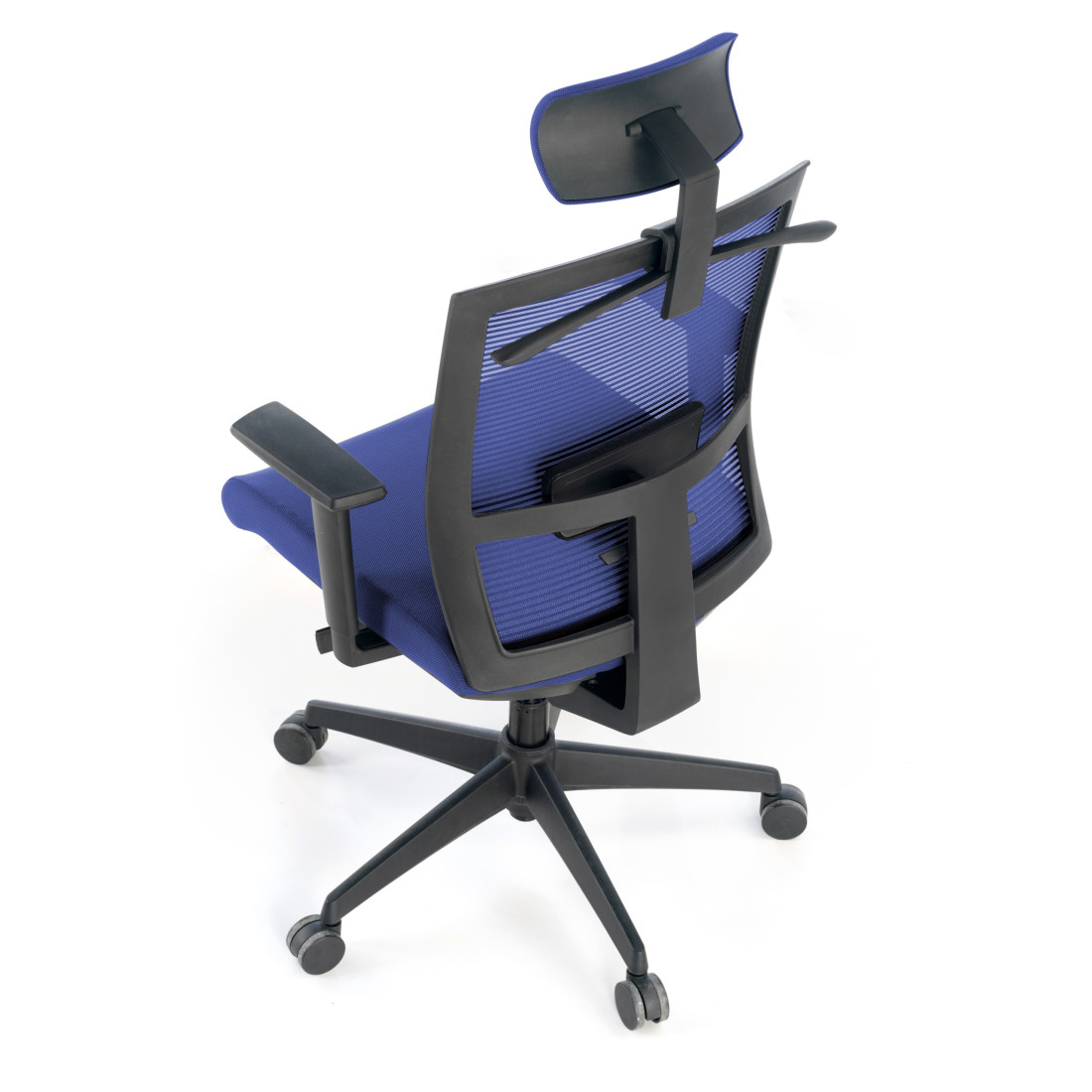 silla ergonomica azul kendo estructura negra reposacabezas malla 9