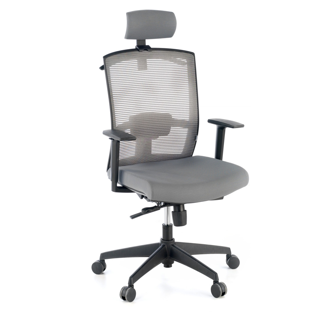 silla ergonomica gris kendo estructura negra reposacabezas malla 1