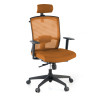 Silla de oficina Kendo, brazos ajustables, reposacabezas, red - Naranja