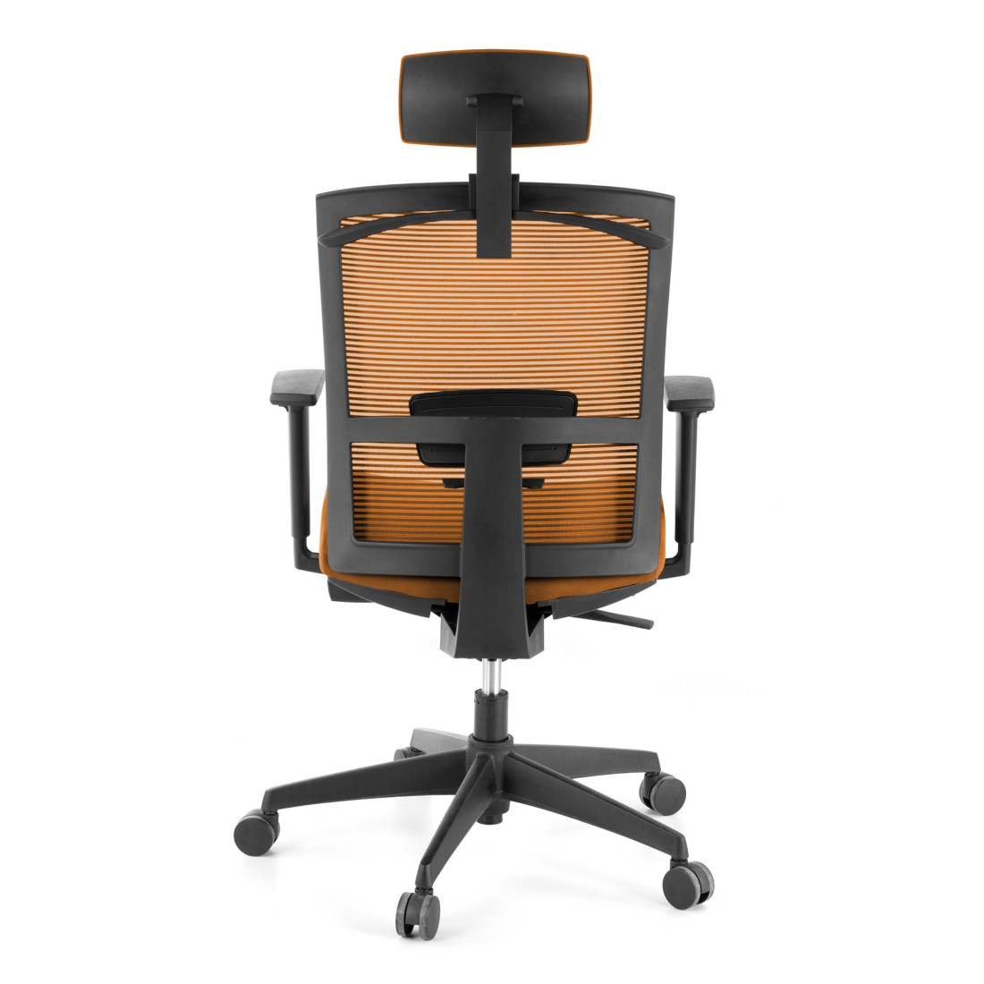 silla ergonomica naranja kendo estructura negra reposacabezas malla 9