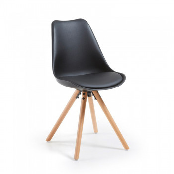Nordic - Silla confidente de diseño Nordic, patas de madera, Negro - Imagen 1