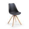 Silla confidente de diseño Nordic, patas de madera - NEGRO