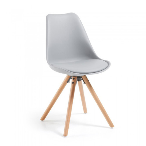 Silla confidente de diseño Nordic, patas de madera - Gris