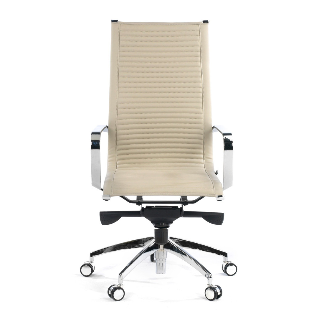 sillon de oficina beige croma estructura cromada ecopiel piel sintetica 3