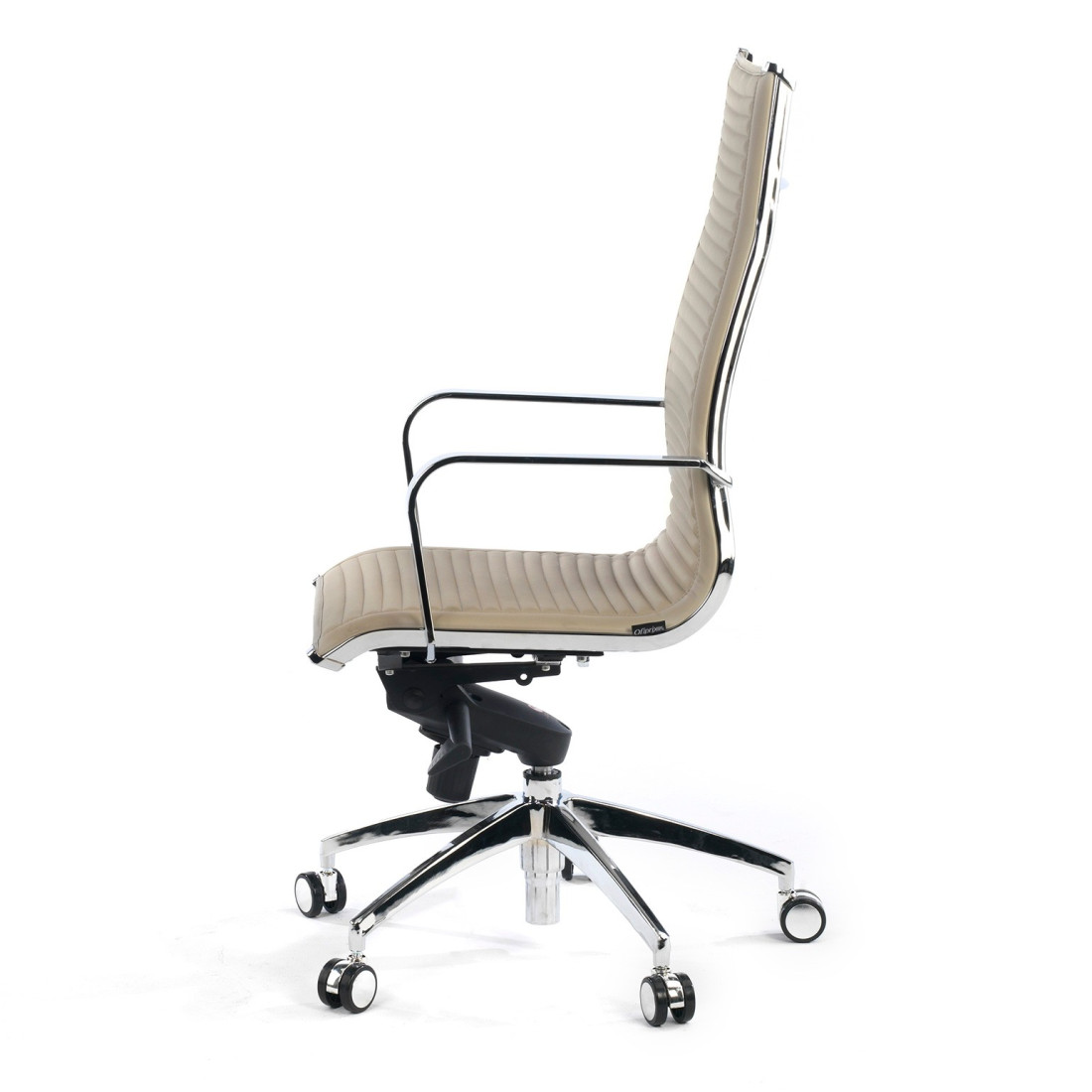 sillon de oficina beige croma estructura cromada ecopiel piel sintetica 6