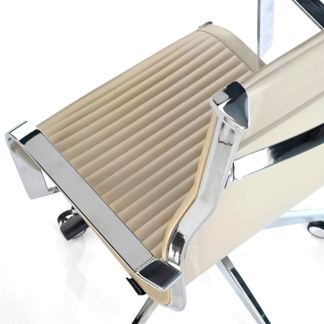 sillon de oficina beige croma estructura cromada ecopiel piel sintetica 8