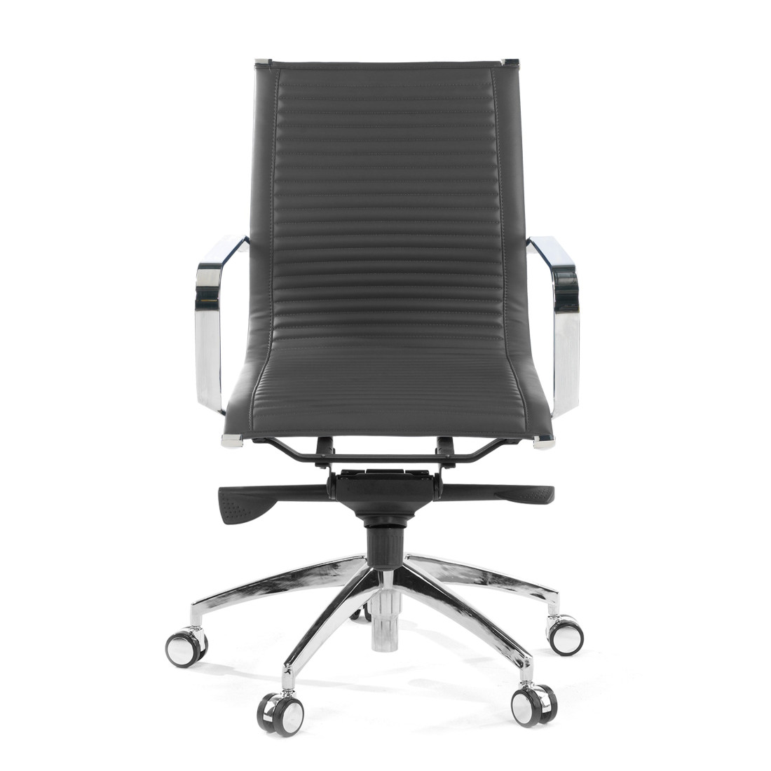 sillon de oficina gris croma estructura cromada ecopiel piel sintetica 3