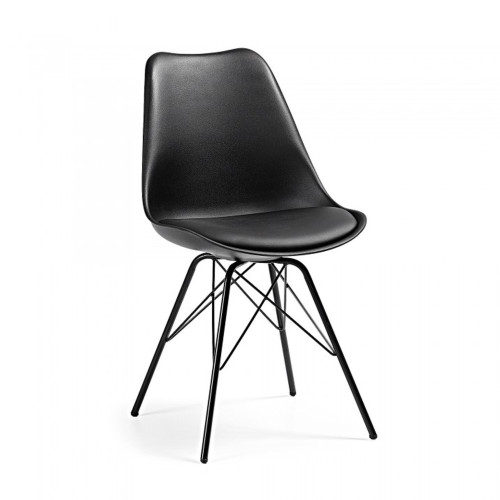Silla confidente de diseño Nordic, patas de Metal - NEGRO