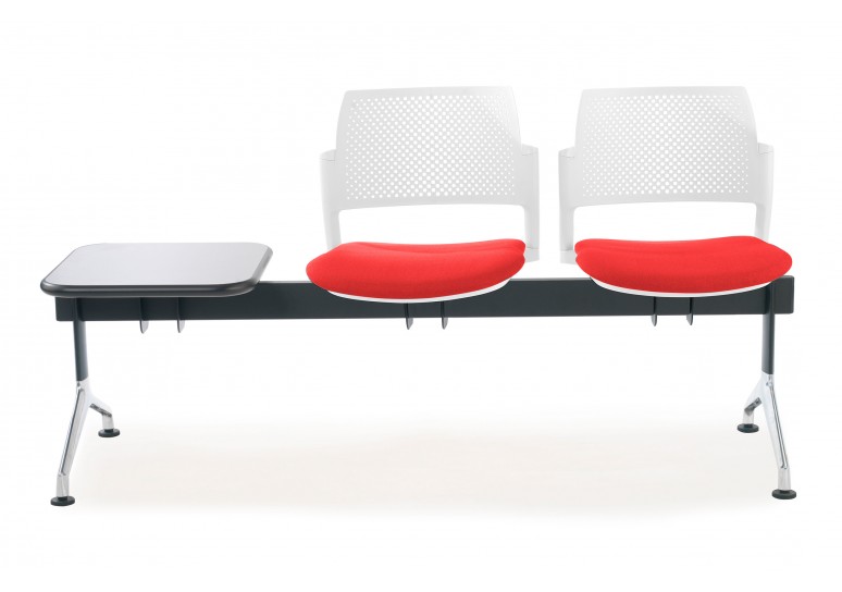 Bancada sala de espera Kyoto tapizada 2 asientos+mesa blanco