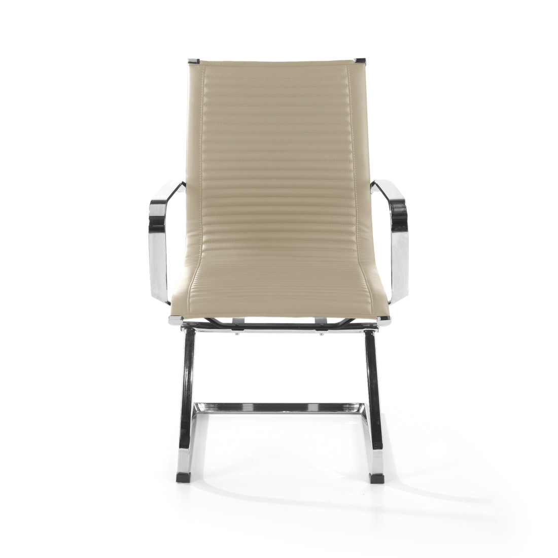 silla confidente beige croma estructura cromada ecopiel piel sintetica 3