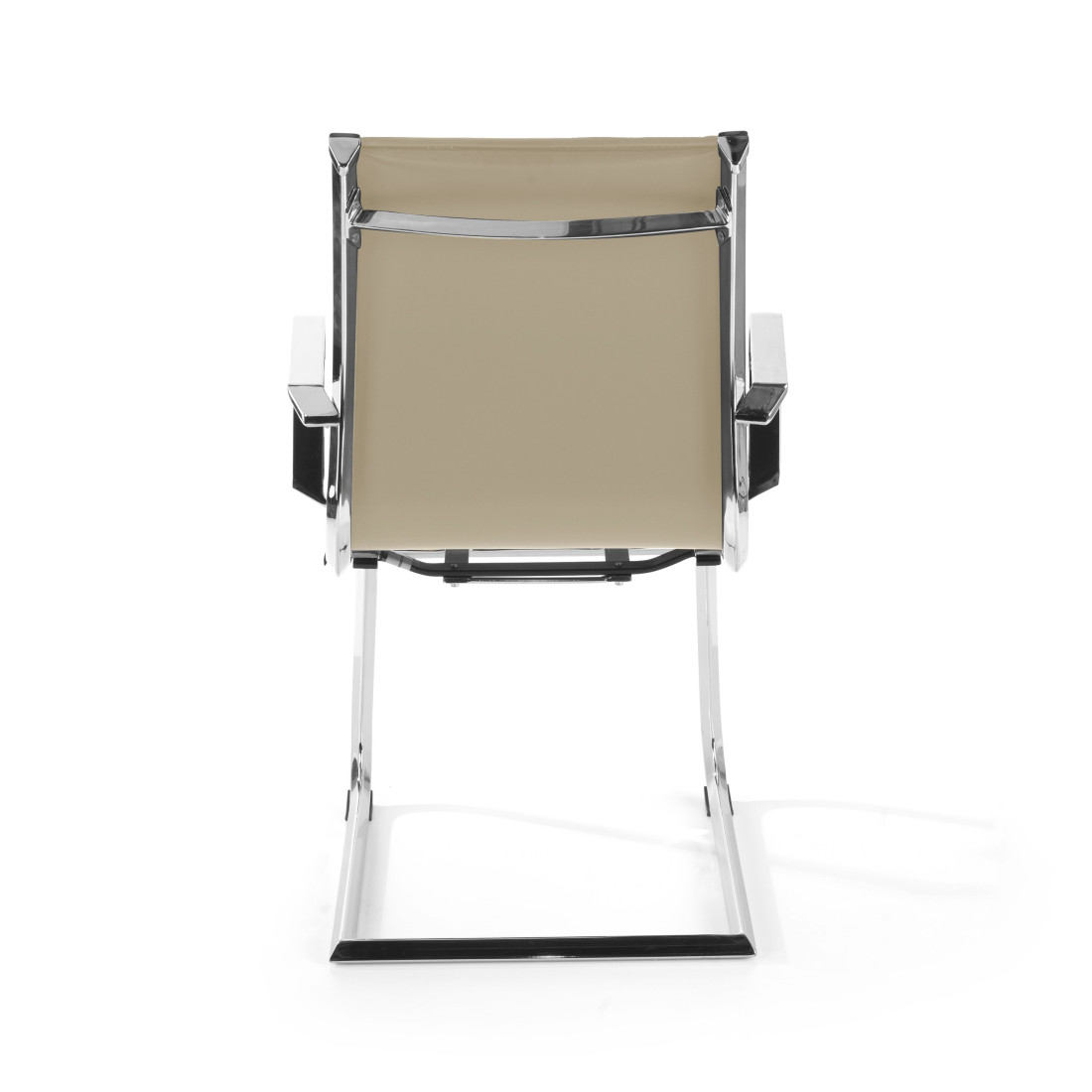 silla confidente beige croma estructura cromada ecopiel piel sintetica 4