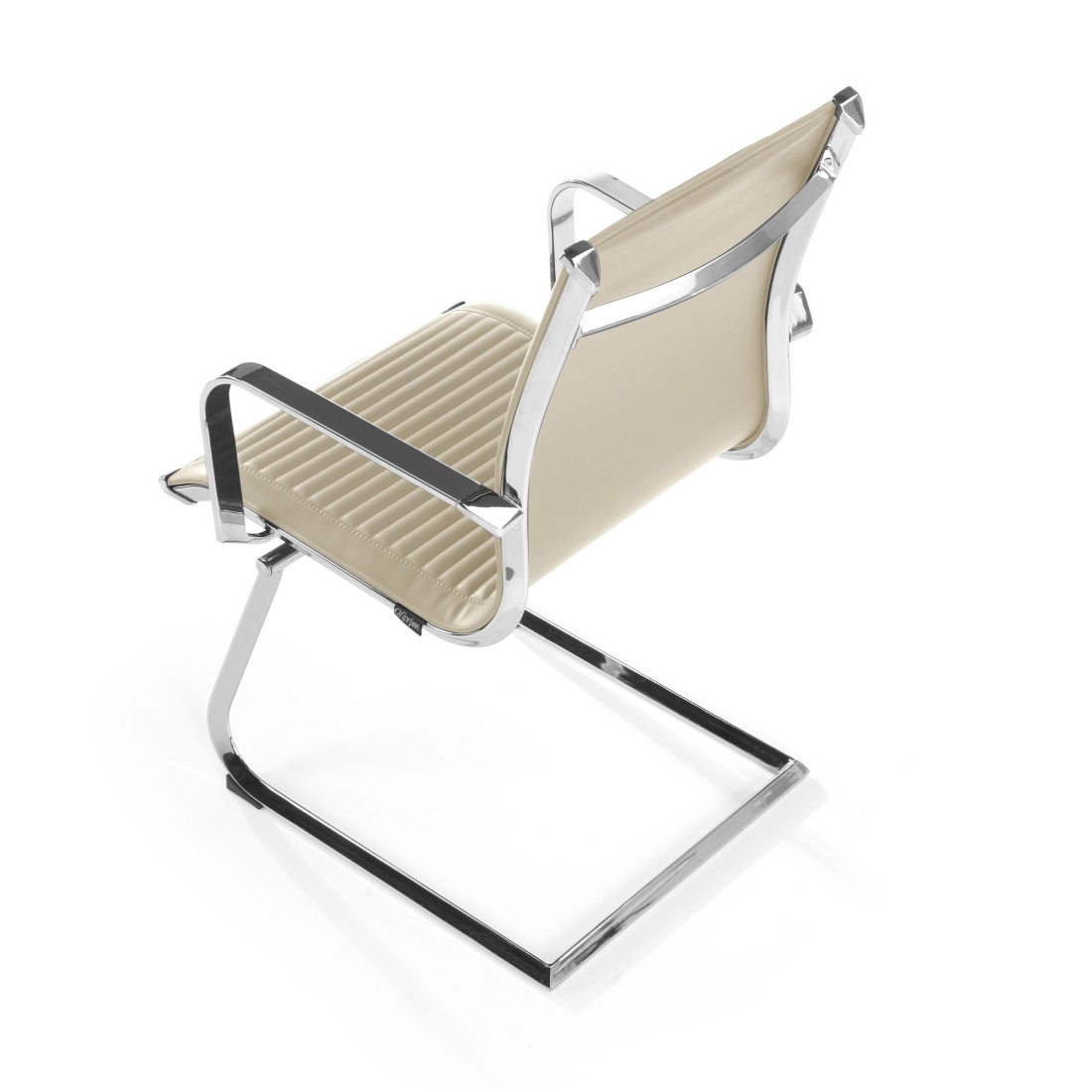 silla confidente beige croma estructura cromada ecopiel piel sintetica 5