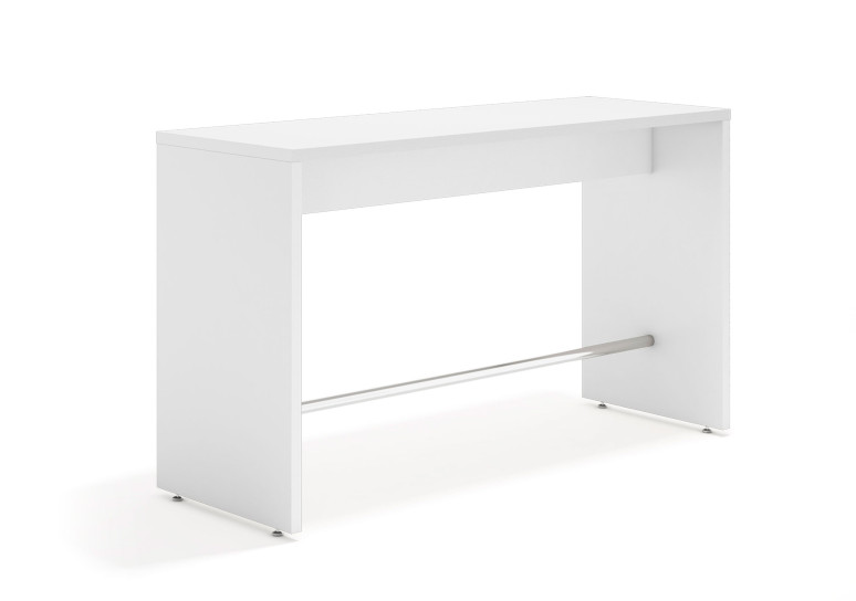 Mesa de reuniones alta serie chat - 160X65 cm, Blanco mate