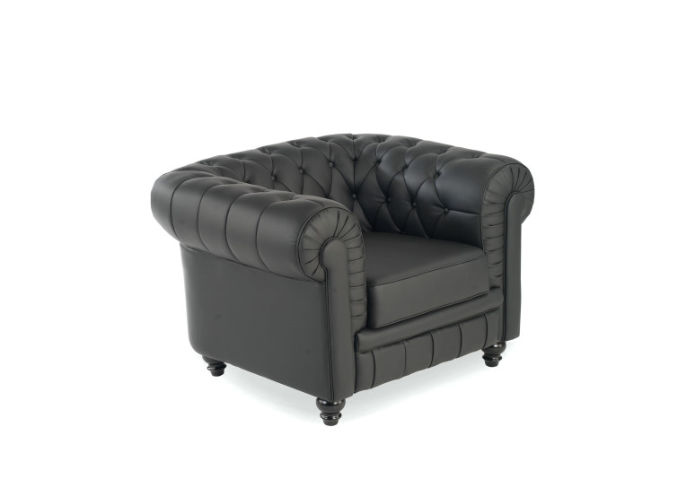 Sofa capitoné de recepción Chesterfield 1 plaza negro - negro