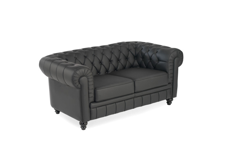 Sofa capitoné de recepción Chesterfield 2 plazas negro - negro