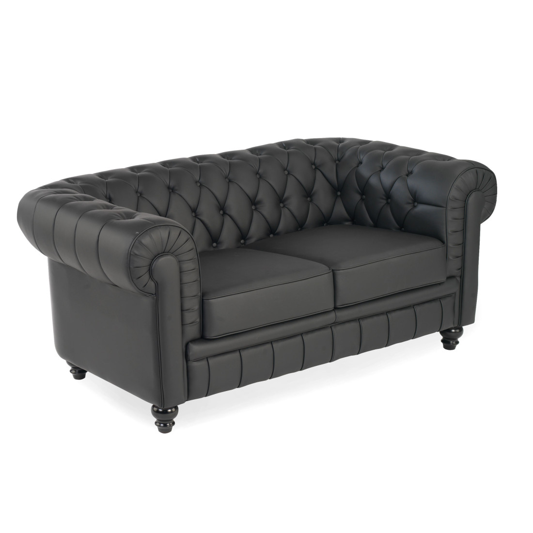 sofa para oficina negro chesterfield 2 plazas 1