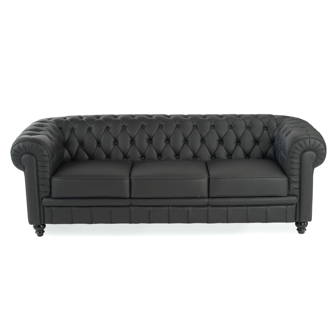 sofa para oficina negro chesterfield 3 plazas 4
