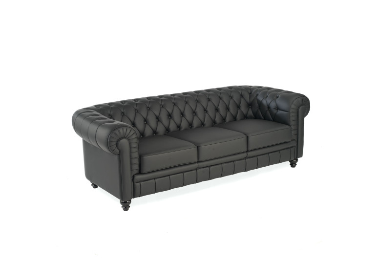 Sofa capitoné de recepción Chesterfield 3 plaza negro - negro