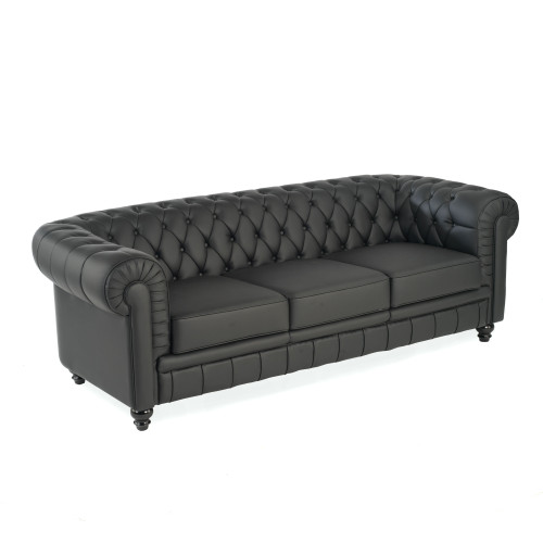 Sofa capitoné de recepción Chesterfield 3 plaza negro - NEGRO