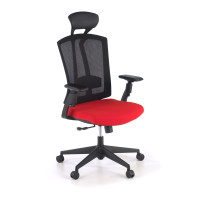 Silla de oficina Baron, reposacabezas, brazos 3D, red - rojo