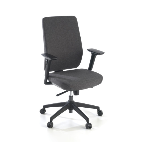 Silla de oficina Wind, respaldo regulable, brazos 3D, tapizado - NEGRO