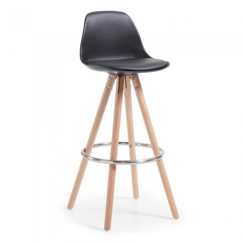Taburete de oficina Nordic, madera maciza - NEGRO