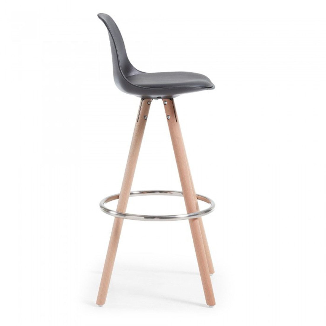 taburete de oficina negro nordic taburete patas de madera piel sintetica 3