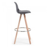 taburete de oficina negro nordic taburete patas de madera piel sintetica 3