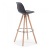 taburete de oficina negro nordic taburete patas de madera piel sintetica 5