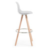 taburete de oficina gris nordic taburete patas de madera piel sintetica 4