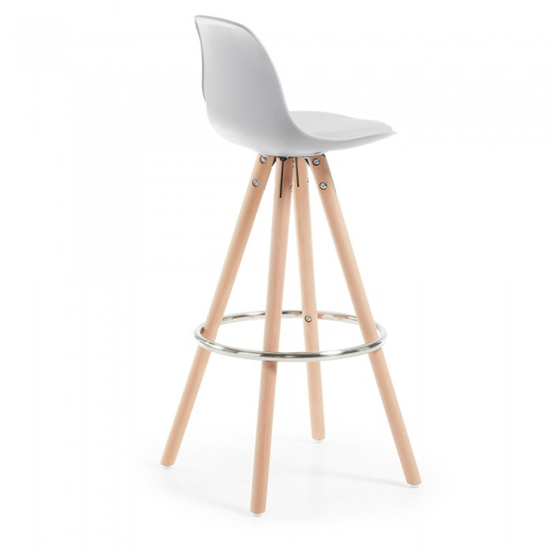 taburete de oficina gris nordic taburete patas de madera piel sintetica 5