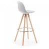 taburete de oficina gris nordic taburete patas de madera piel sintetica 5