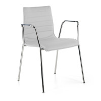 Silla confidente Cube 4 Patas con brazos estructura cromo ecopiel - BLANCO