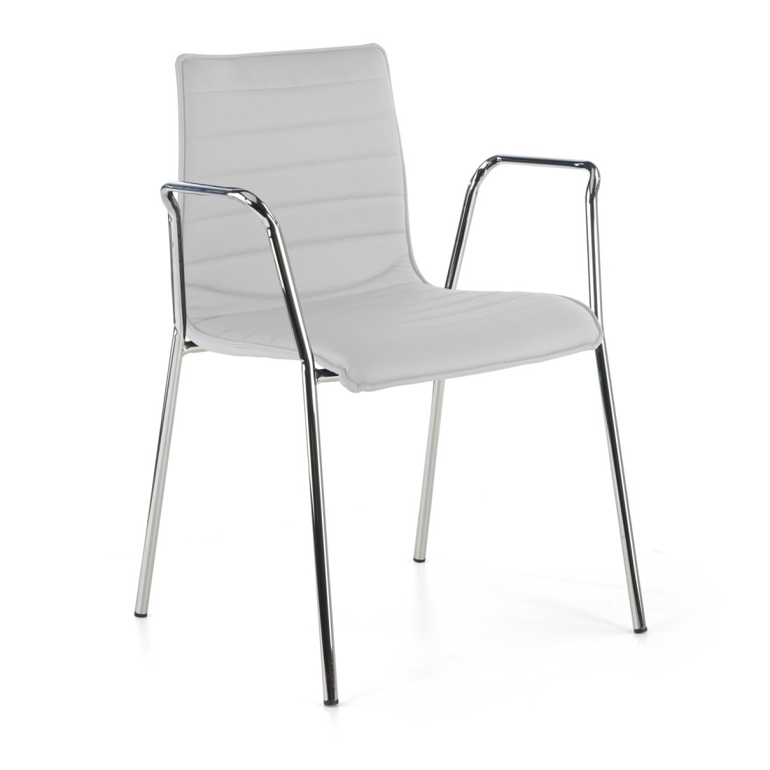 silla confidente blanco cube con brazos piel sintetica 1