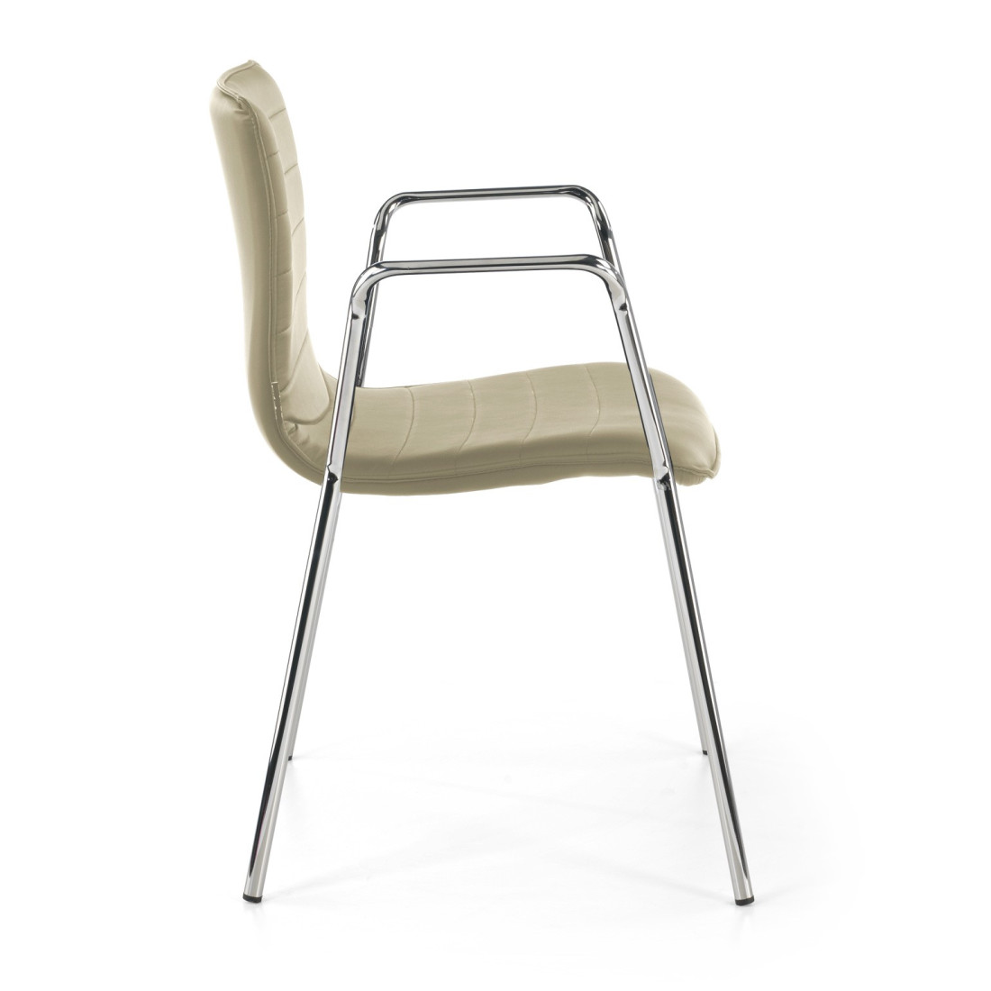 silla confidente beige cube con brazos piel sintetica 5