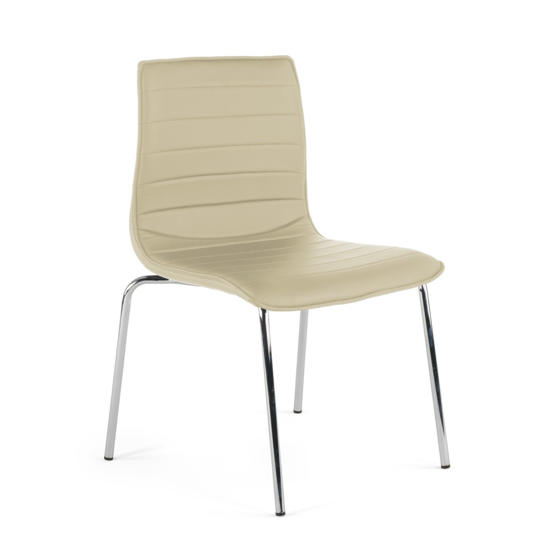 silla confidente beige cube 4 patas piel sintetica 1