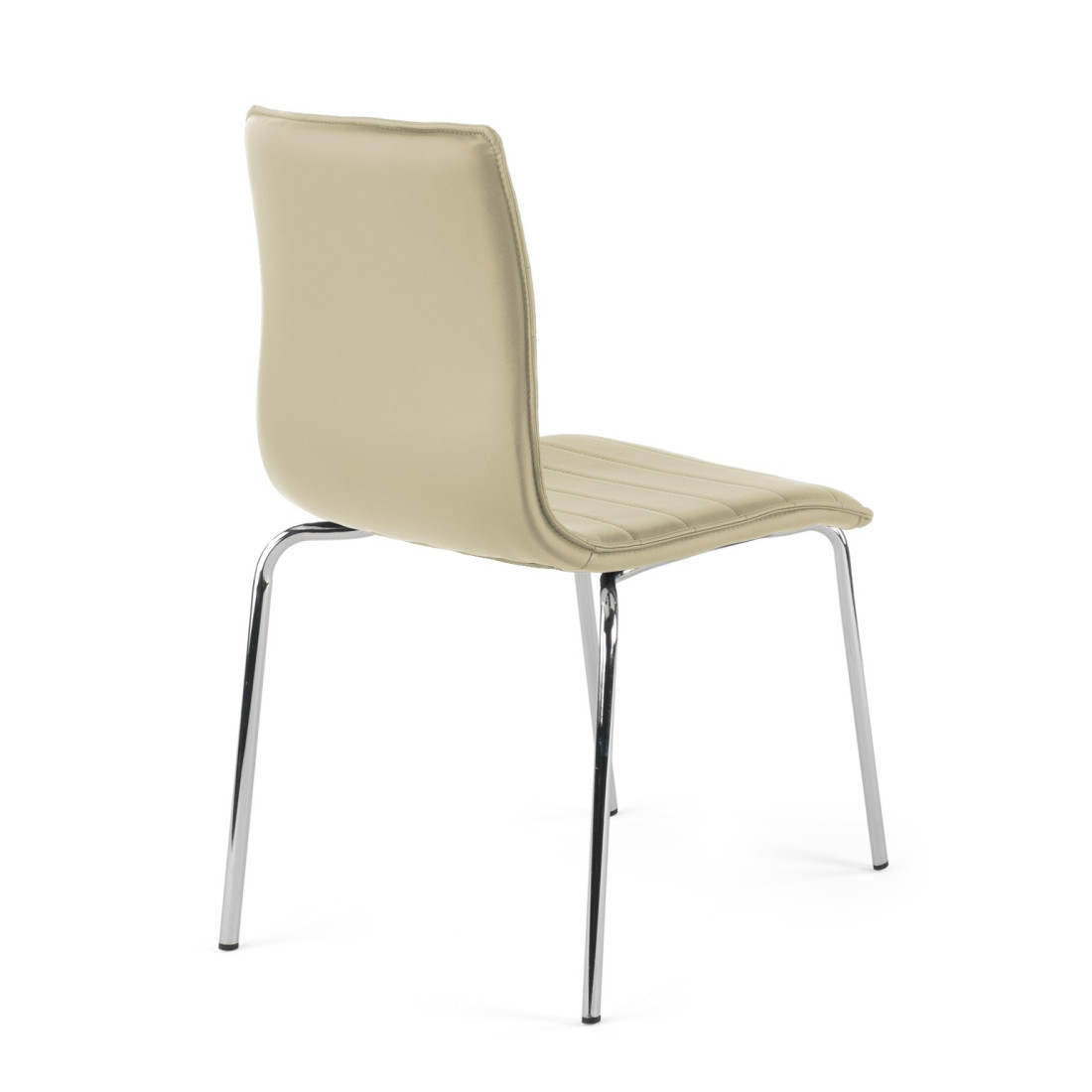 silla confidente beige cube 4 patas piel sintetica 4