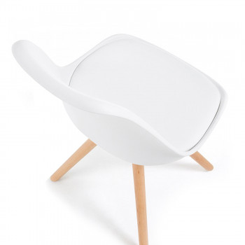 Nordic - Silla confidente de diseño Nordic, patas de madera, Blanco - Imagen 2