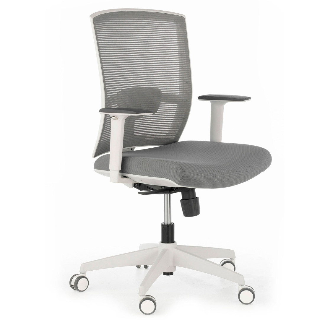 silla ergonomica gris kendo estructura blanca malla 1