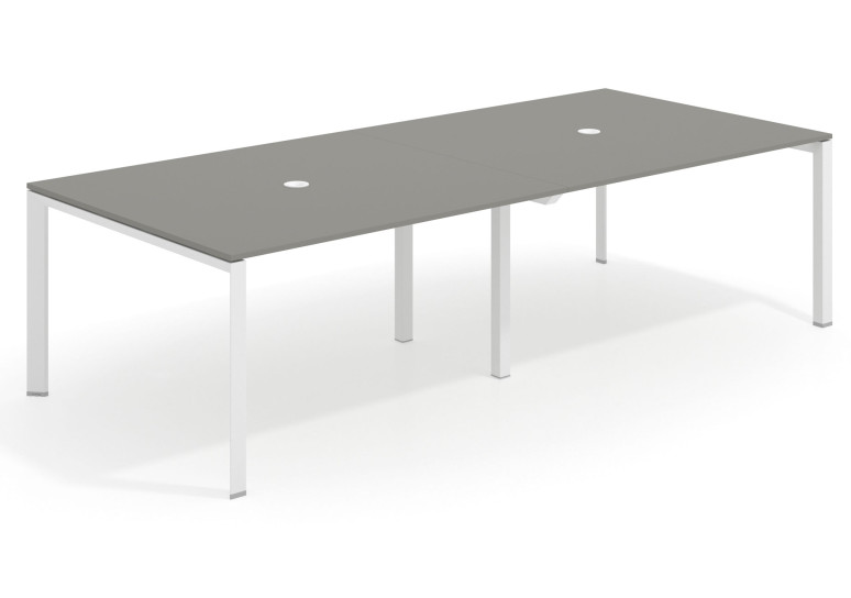 Combinacion Mesa de reuniones Link 126 doble estructura blanca - Iron, 240x126 cm