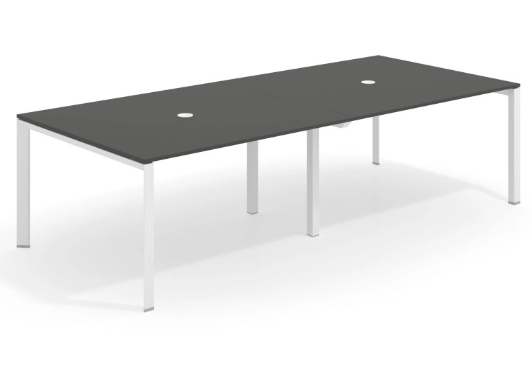 Combinacion Mesa de reuniones Link 126 doble estructura blanca - Iron, 240x126 cm