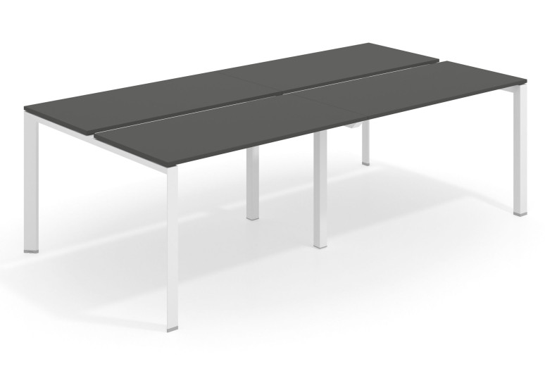 Mesa multipuesto doble Link bench 126 estructura blanca - Pizarra, 200x126 cm, Sin divisor