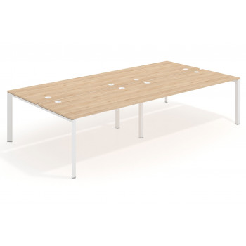 Mesa multipuesto doble Link bench 166 estructura blanca - Pino danes, 240x166 cm, Sin divisor